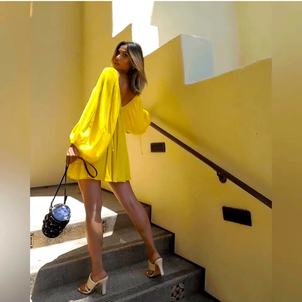 Tularosa Bright Yellow Long-Sleeve Mini Dress